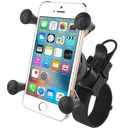 Smartphone montageset met X-grip RAM Mounts met EZ-Strap en Rail Mount stuurbevestiging