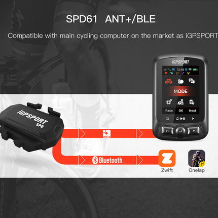 Dual module snelheidssensor iGPsport SPD61 BlueTooth en ANT+