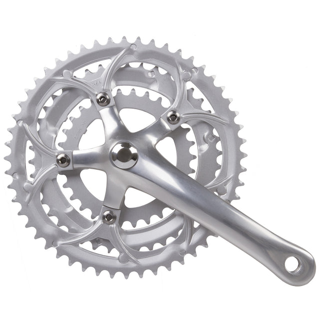 Crankstel Race 3 x 8 speed Mighty 30/42/52T aluminium - zilver