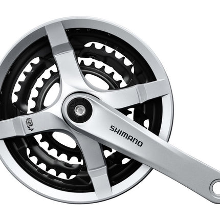 Crankstel 6/7/8 speed Shimano Tourney FC-TY501 met 170mm crankarm 48 x 38 x 28T met kettingscherm - zilver