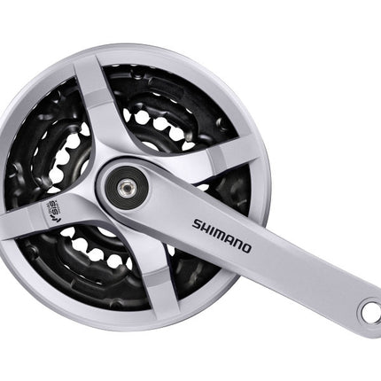 Crankstel 6/7/8 speed Shimano Tourney FC-TY501 met 170mm crankarm 42 x 34 x 24T met kettingscherm - zilver