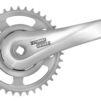 Crankstel 38T SunRace FCS608 met 170mm crankarm - 95mm disc - voor vierkante as - zilver