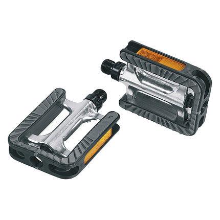 Paire de pédales Ergotec 191 antidérapantes avec roulements industriels - argent/noir
