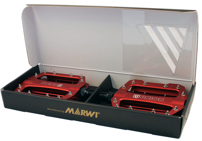 Pedaalset BMX Marwi SP-1210 aluminium met extra dunne draad - rood (verpakt in een doosje)