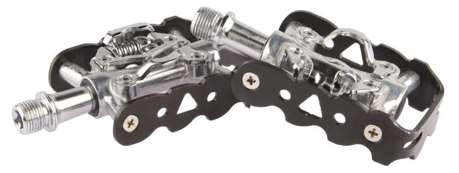 Pedaalset MTB Tecora E combi 9/16" SPD/eenzijdig met reflectoren - zwart/zilver