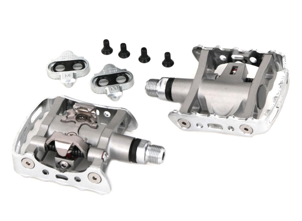 Pedaalset SPD Shimano M324 met plaatje SM-SH56 enkelzijdige binding - zilver