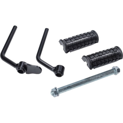 Footrest bracket + rubbers (made in EU) black Puch Maxi, Macho