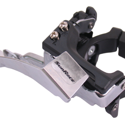 Dérailleur avant 3 x 7/8 vitesses Sunrace FDM300 top swing / double tirage 42 dents - Noir/Argent