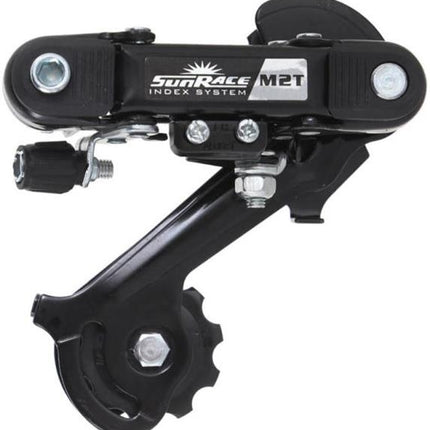 Achterderailleur 6/7-speed Sunrace RDM2Tmet lange kooi - directe montage (oog) - zwart