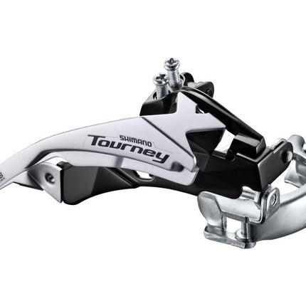 Voorderailleur 3 x 6/7-speed Shimano Tourney FD-TY510 top swing/dual pull - lage klem - 42T (66-69°) - Zwart/Zilver