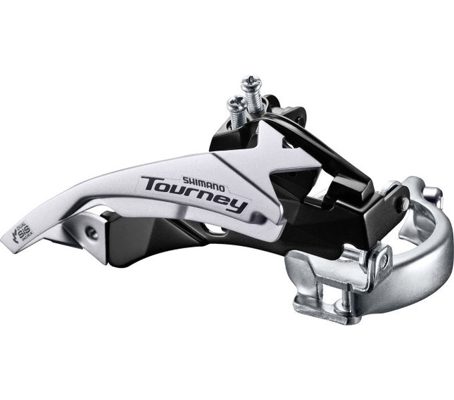 Voorderailleur 3 x 6/7-speed Shimano Tourney FD-TY510 top swing/dual pull - lage klem - 42T (66-69°) - Zwart/Zilver