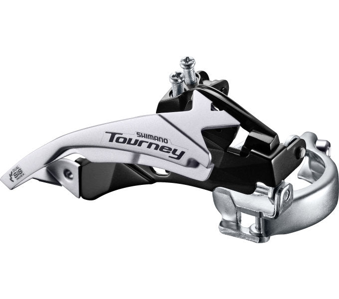 Voorderailleur 3 x 6/7-speed Shimano Tourney FD-TY510 top swing/dual pull - lage klem - 42T (66-69°) - Zwart/Zilver