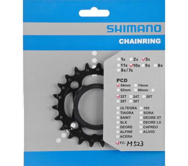 Kettingblad Shimano FC-MT500 / FC-M523 10 speed - 22 tands (AN) - zwart