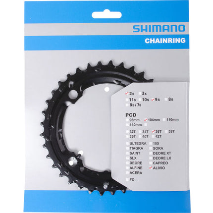 Kettingblad 36 tands Shimano Alivio FC-M4000 / FC-M4050  (AC) 9 speed - zwart