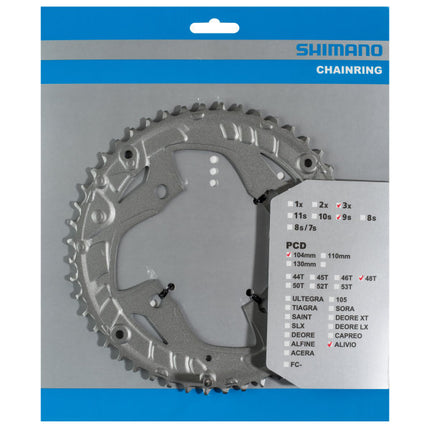 Kettingblad 48 tands Shimano Alivio FC-T4060 9 speed - zilver