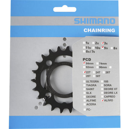 Kettingblad 22T Shimano Alivio FC-M4000 / FC-M4050 9 speed - met kettingbeschermer - zwart
