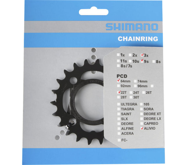 Kettingblad 22T Shimano Alivio FC-M4000 / FC-M4050 9 speed - met kettingbeschermer - zwart
