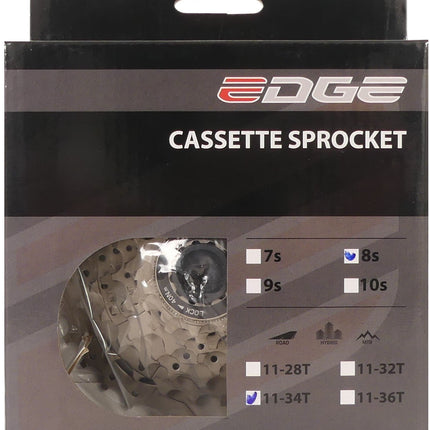 Cassette 8 speed Edge CS-M5008 11-34T - zilver