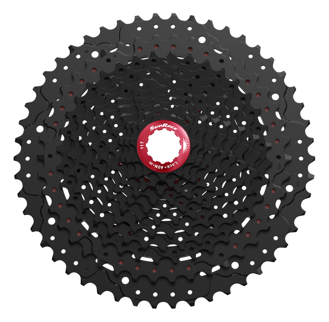 Cassette 11 speed Sunrace CSMX80 11-50T - zwart/rood