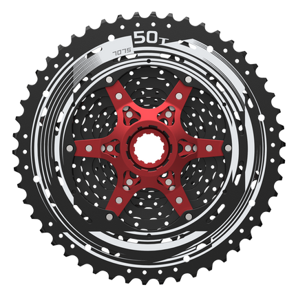 Cassette 11 speed Sunrace CSMX80 11-50T - zwart/rood