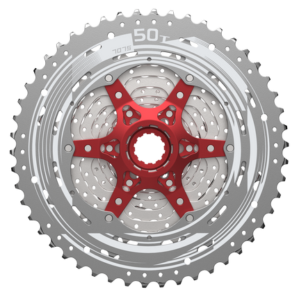 Cassette 11 speed Sunrace CSMX80 11-50T - zilver/rood