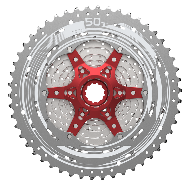 Cassette 11 speed Sunrace CSMX80 11-50T - zilver/rood