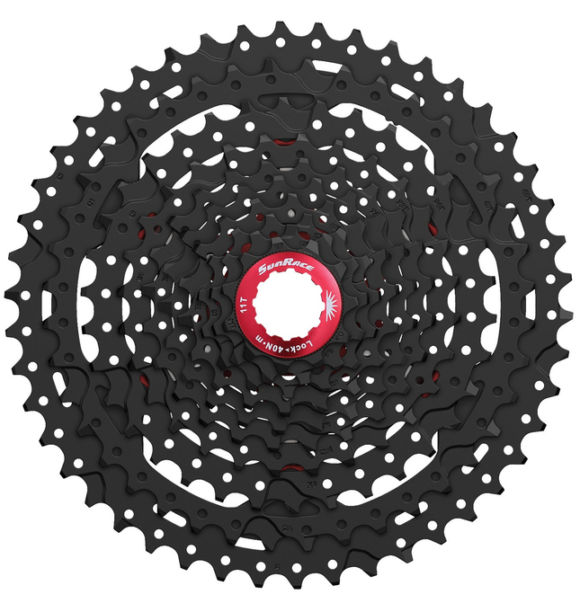 Cassette 10 speed Sunrace CS-MX3  11-46T - zwart/rood