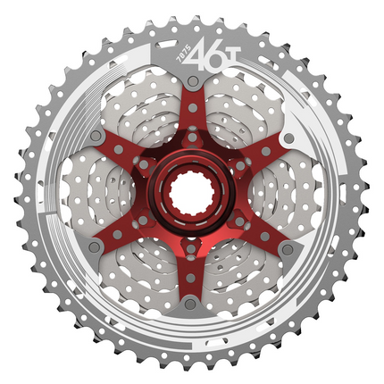 Cassette 10 speed Sunrace CSMX3  11-46T - zilver/rood