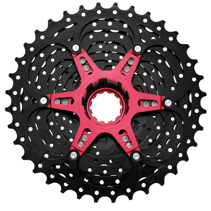 Cassette 10 speed Sunrace CS-MX0 11-36T - zwart/rood