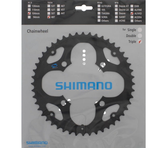 Kettingblad 48T Shimano Alivio FC-M411 voor kettingbeschermer - zwart