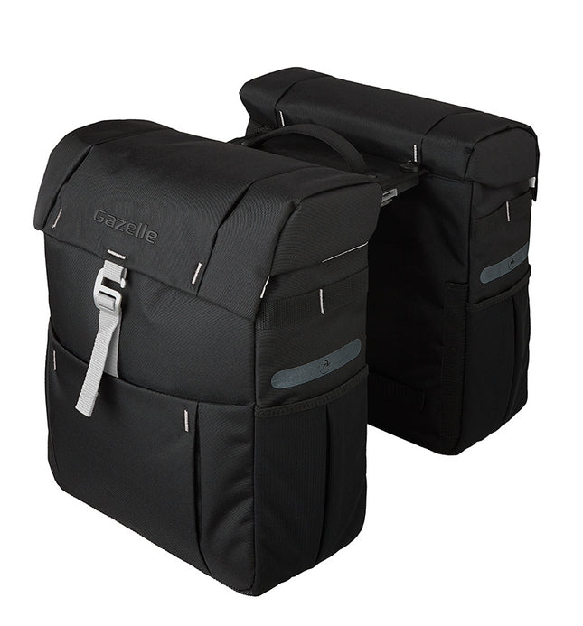 Dubbele fietstas Gazelle met MIK adapter - zwart/olijf