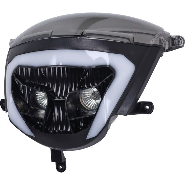 koplampunit DMP + led lamp new style zwart/smoke piaggio, zip2000