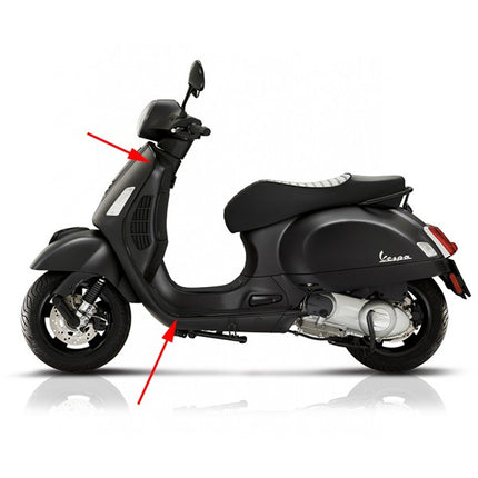 bande décorative Piaggio originale gauche <2018 noir GTS 125cc, GTS 300 (Euro4) 1b005779