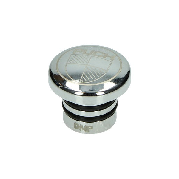 Bouchon de réservoir d'essence DMP inox rond + logo 30mm Puch Maxi