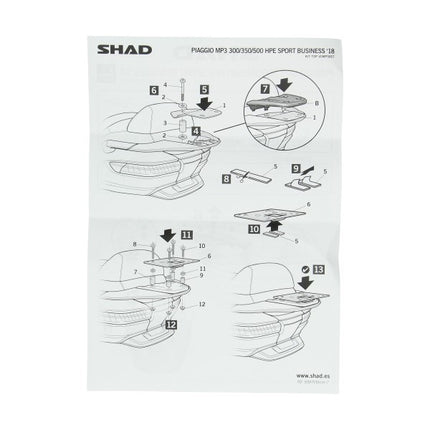 Porte-bagages Shad pour top case (à partir de 2018) Piaggio MP3