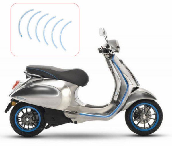 stickerset Piaggio origineel voorwiel blauw elettrica, primavera, sprint 2h002849000a1