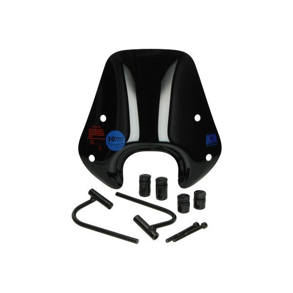 windscherm + bev. set laag (Made in EU) zip2000 30cm zwart glans