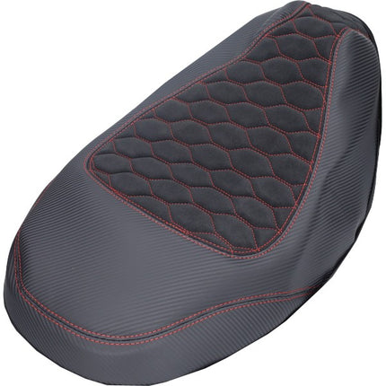 buddydek Regia (made in EU) Piaggo designo alcantara zwart/rood (stiksels) zip2000
