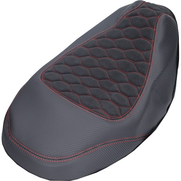 buddydek Regia (made in EU) Piaggo designo alcantara zwart/rood (stiksels) zip2000