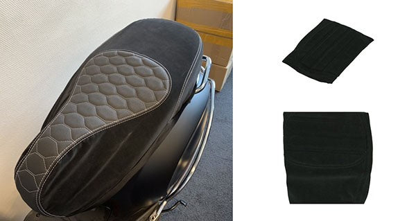 buddydek Regia (made in EU) Piaggio designo zwart grijze stiksels Alcantara gts 125cc, gts 250cc, gts alle mod., gts super 300cc=op=op