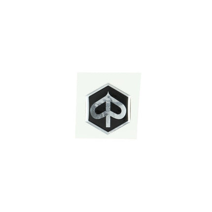 sticker logo front shield black/chrome hexagonal 3d piaggio, zip2000