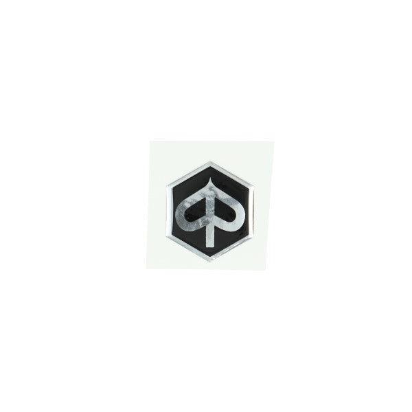 sticker logo voorscherm zwart/chroom zeskant 3d piaggio, zip2000