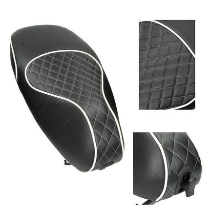 Buddy seat Regia (made in EU) Vespa Chesterfield black with white piping Primavera, Sprint