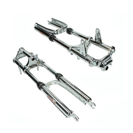 front fork EBR long wide + reinforced stabilizer complete chrome Puch Maxi