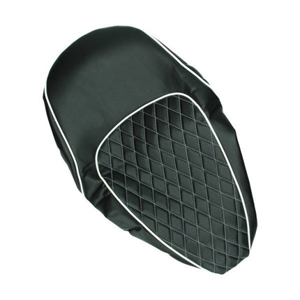 buddy seat Regia (made in EU) Chesterfield black with white piping Vespa LX