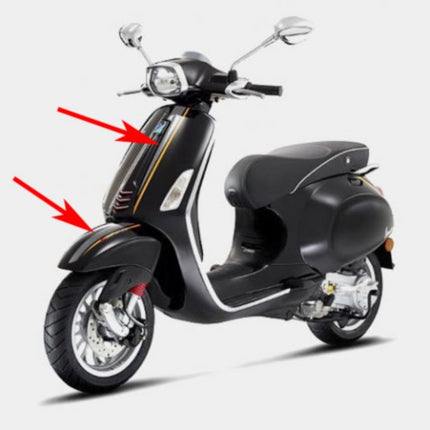 sticker set Piaggio original front shield front fender anthracite/orange primavera, sprint 606078m0002=gone=gone