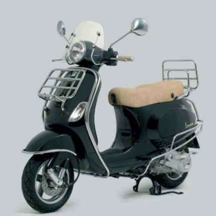 Decorative bar set Piaggio original with mounting kit side shield chrome 2-piece lxv, vespa lx 602896m