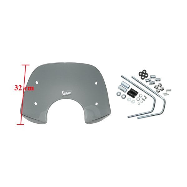 Pare-brise Piaggio d'origine avec kit de fixation, bas 32cm fumé vespa lx 672306
