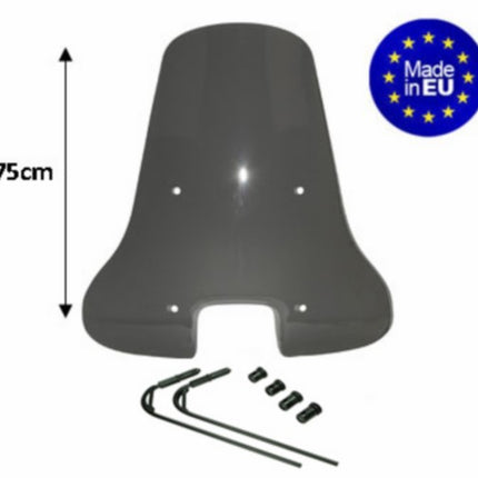 windscreen Regia with mounting kit high (made in EU) 75cm smoke Vespa S