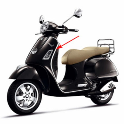 trim strip Piaggio original legshield <2018 left chrome gt 200cc, gts, gtv 577180